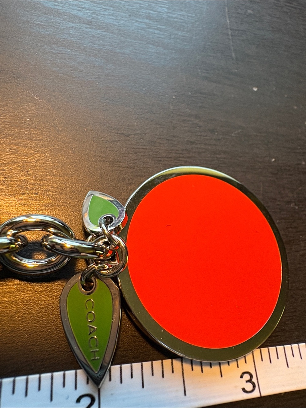 Coach Vintage Bright Orange and Green Enamel Fruit Key Charm - Picture 2 of 4